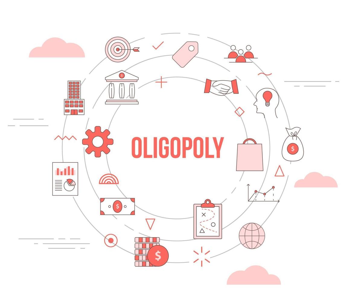 oligopolie concept met pictogrammenset sjabloon banner vector