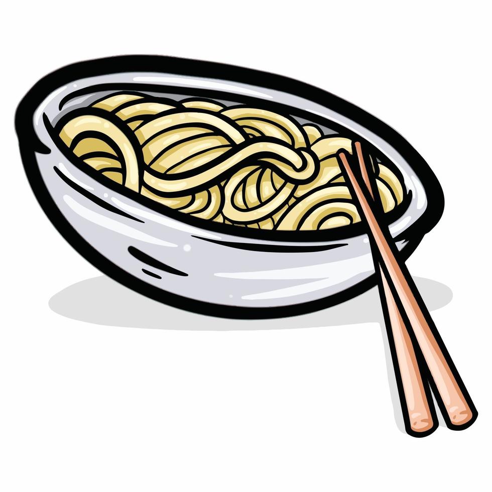 handgetekende illustratie van Aziatisch eten ramen noodles vector
