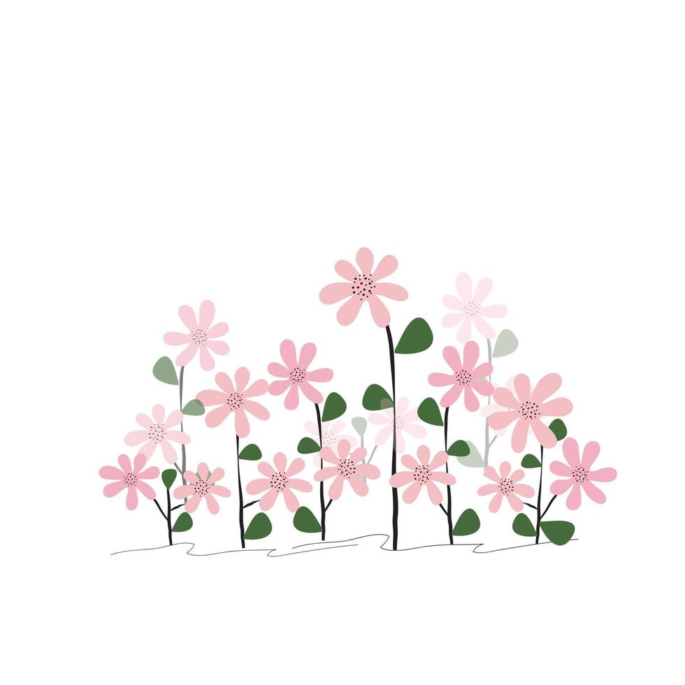 schattige roze bloemen achtergrond vector