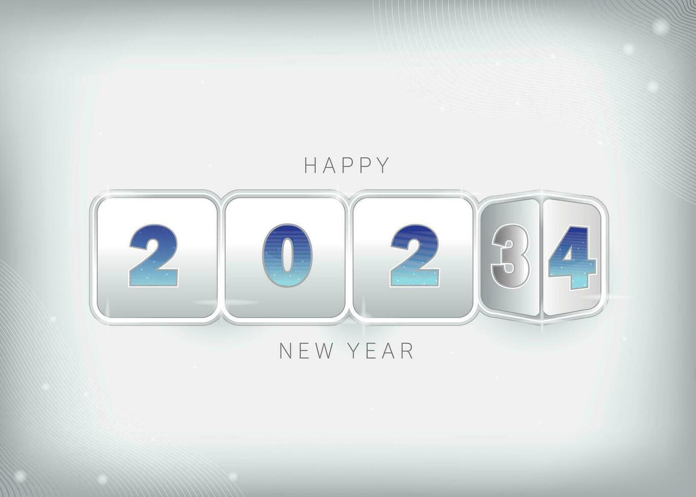 nieuw jaar 2024 achtergrond blauw kleur aantal van De volgende jaar rennen Aan de doos knop concept voor viering, kaart, behang, online vector