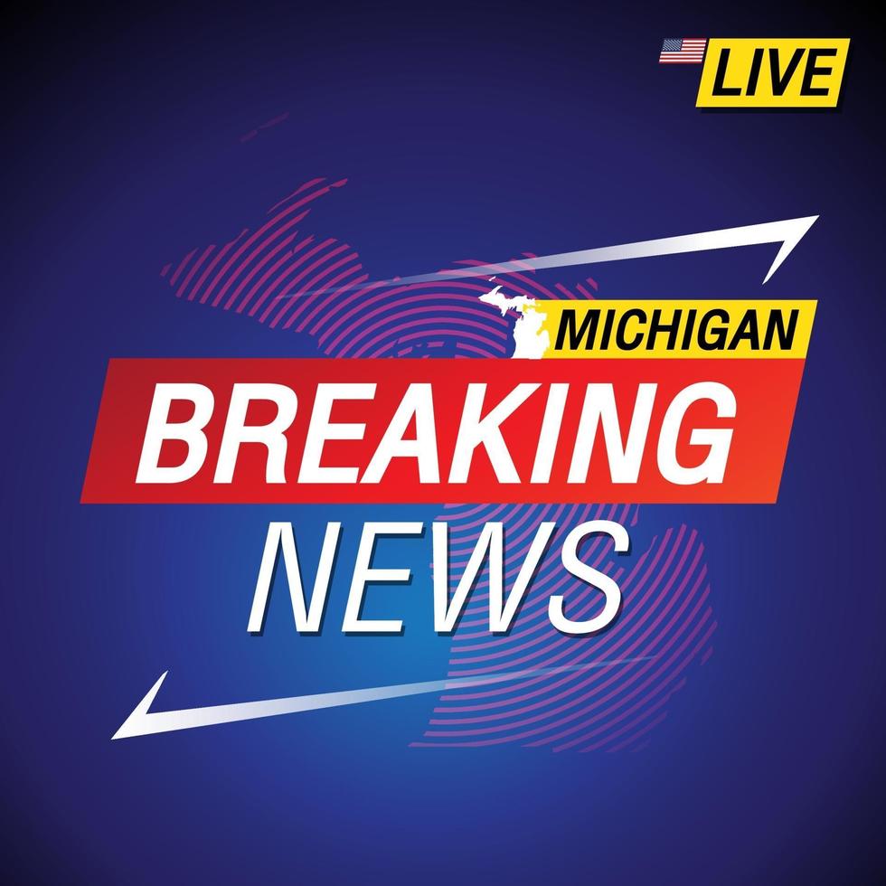 breaking news verenigde staten van amerika met backgorund michigan kaart vector