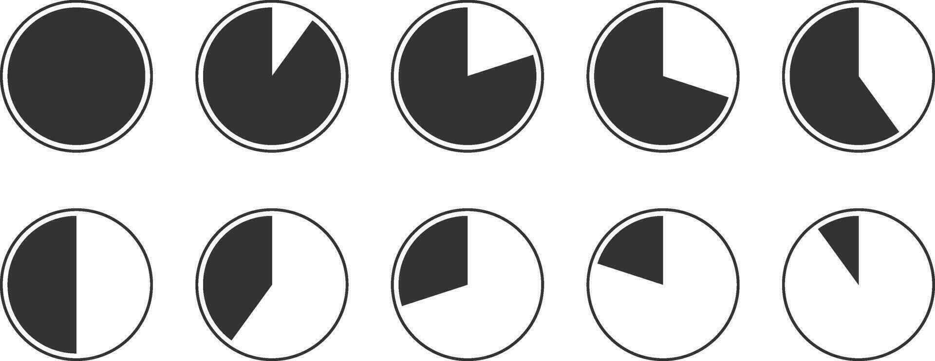 reeks taart tabel pictogrammen. cirkel diagram vector. verzameling grafieken grafieken logo sjabloon. vlak ontwerp. vector