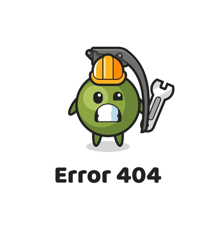 error 404 met de schattige granaatmascotte vector