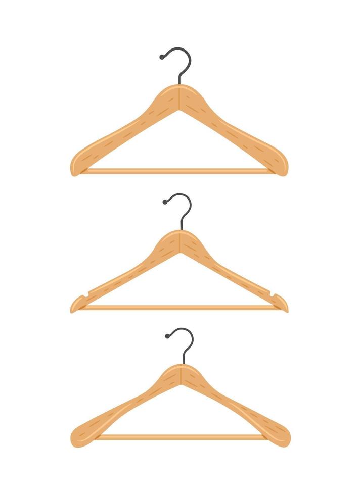 houten kledinghanger. 3 soorten hangers. vector