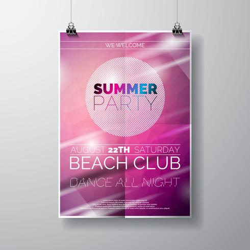 Vector partij flyer poster sjabloon op zomer strand thema