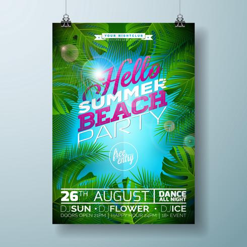 Vector zomer Beach Party Flyer ontwerpen met typografisch ontwerp