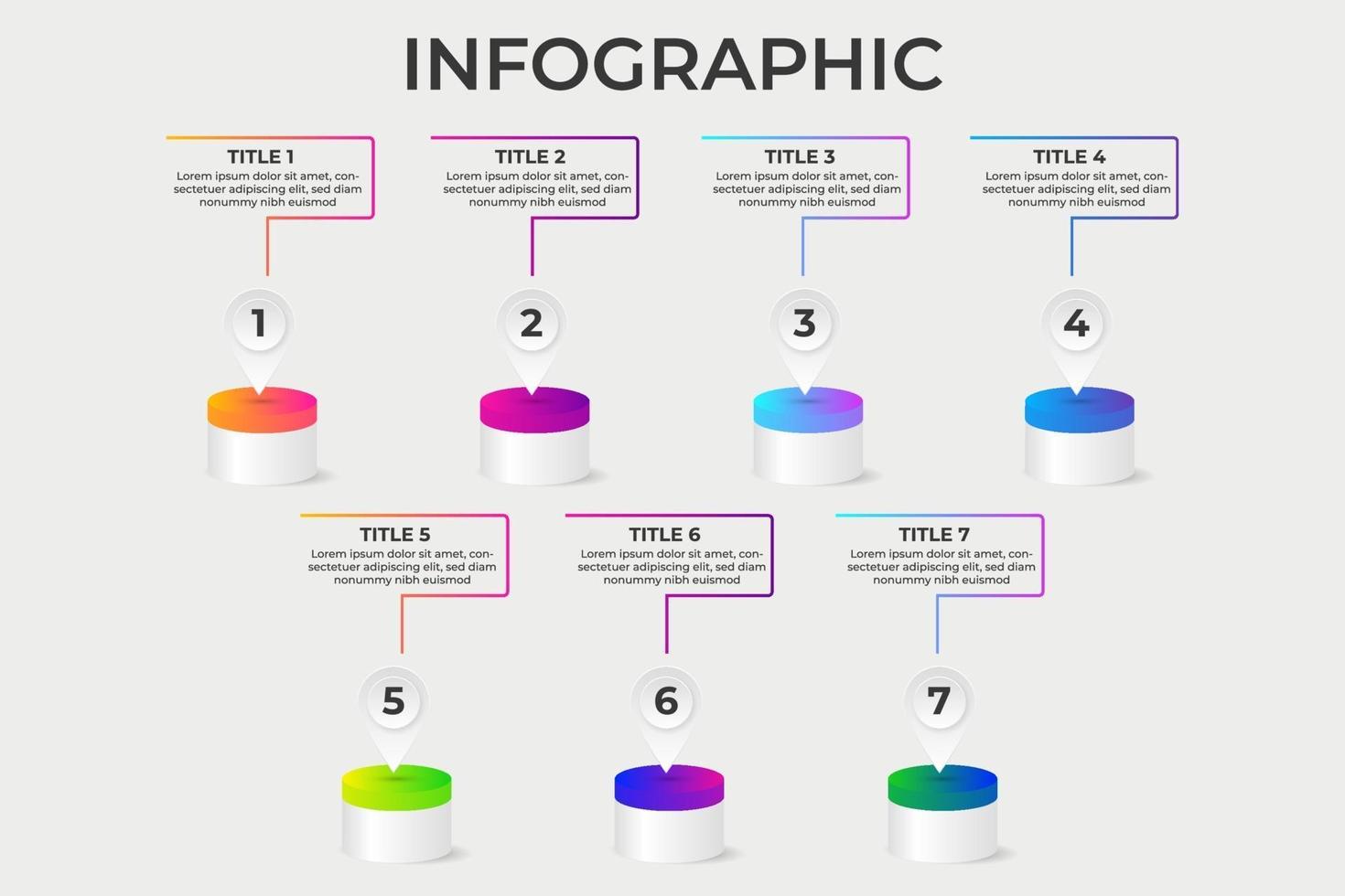 zakelijke infographic element 7 stappen of opties. vector