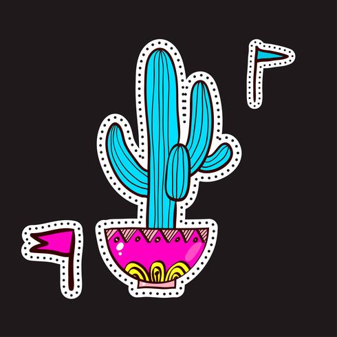 Mode-patches, broches met cactussen vector