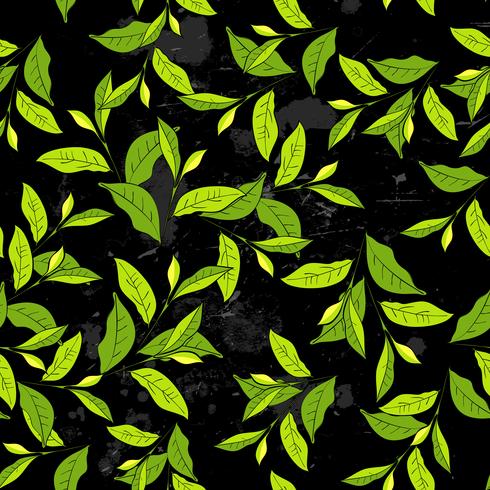 Naadloos patroon met bladeren in uitstekende stijl. vector