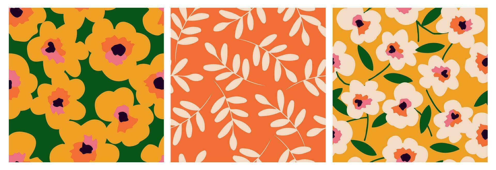 reeks van hand- getrokken bloemen, naadloos patronen met bloemen voor kleding stof, textiel, kleding, omhulsel papier, omslag, banier, interieur decor, abstract achtergronden. vector