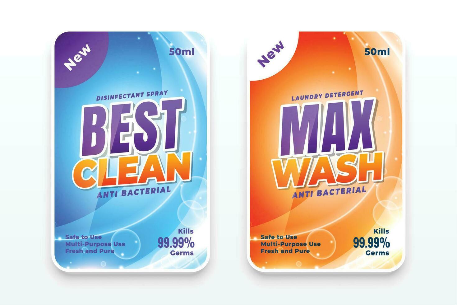 wasserij wasmiddel schoon wassen etiket stickers in twee kleuren vector