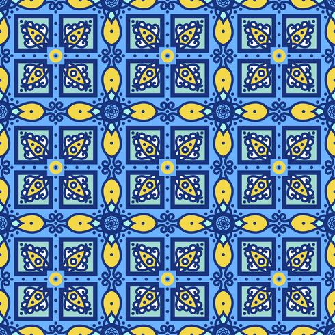 Blauwe ornament traditionele Portugese azulejos. Oosters naadloos patroon vector