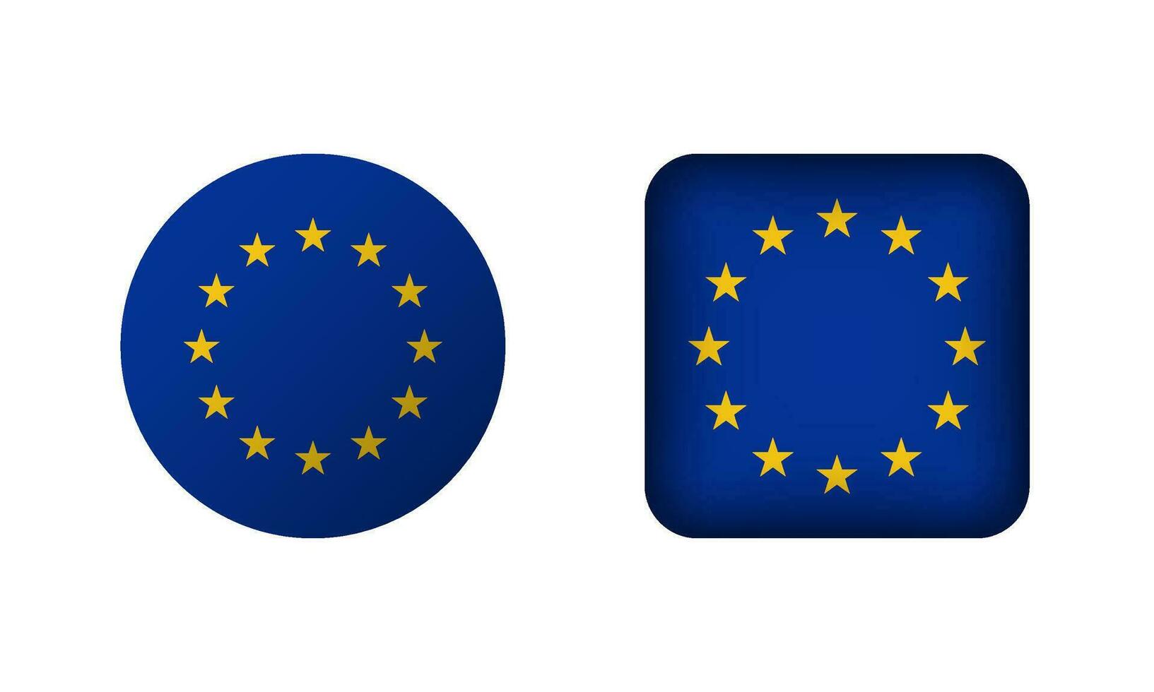 vlak plein en cirkel Europese unie vlag pictogrammen vector