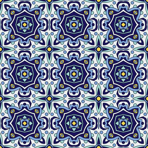 Blauwe ornament traditionele Portugese azulejos. Oosters naadloos patroon vector