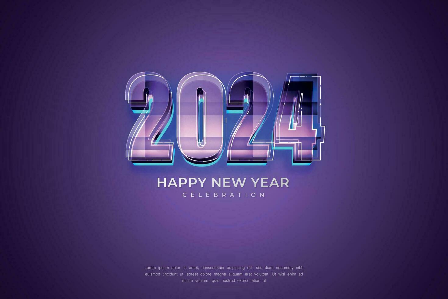 gelukkig nieuw jaar 2024 3d filmische gloed tekst voor banier of poster vector