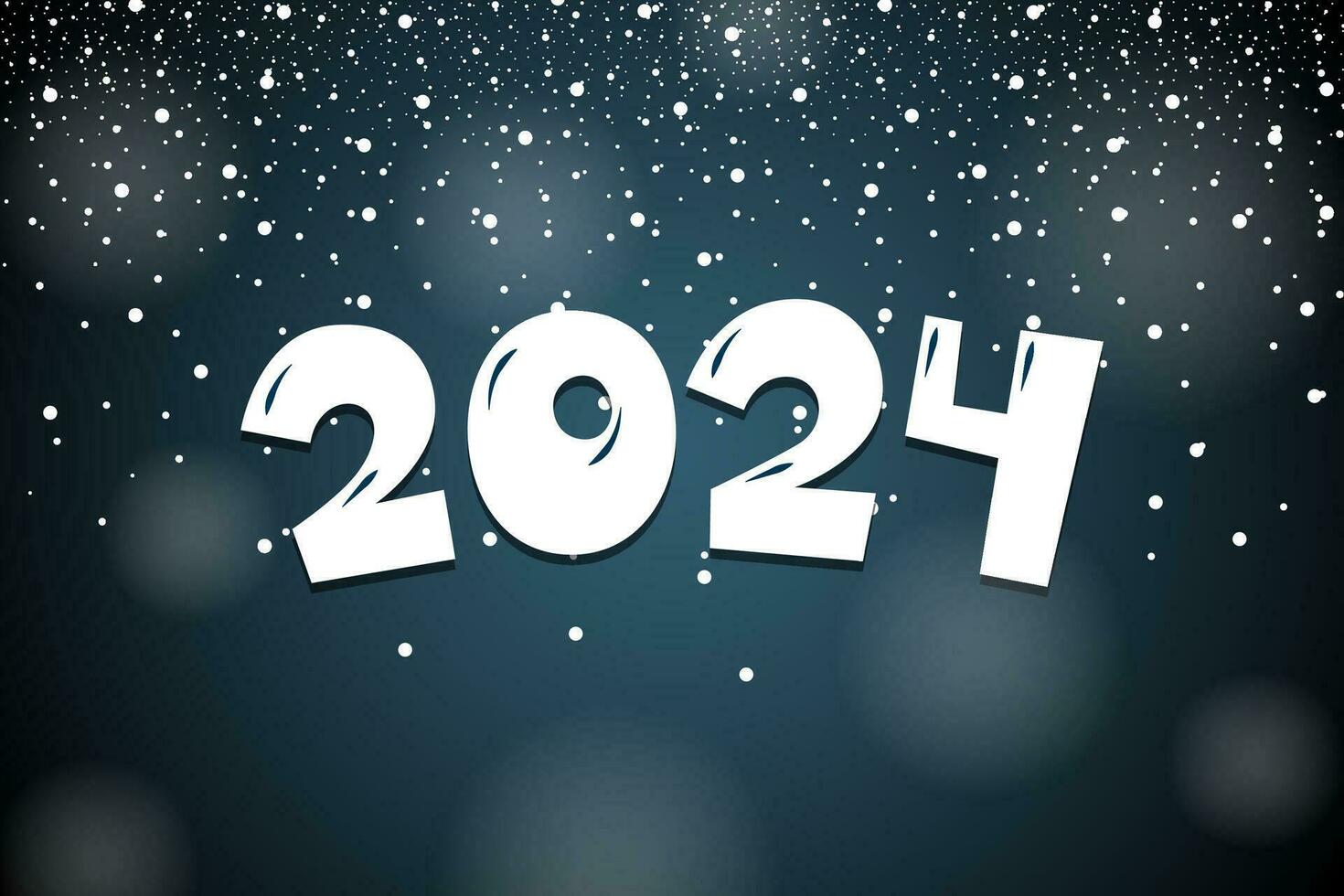 2024 tekenfilm hand- getrokken grappig tekst belettering aantal met sneeuw. gelukkig nieuw jaar en vrolijk Kerstmis vakantie groet kaart ontwerp. kleurrijk Kerstmis vector eps illustratie