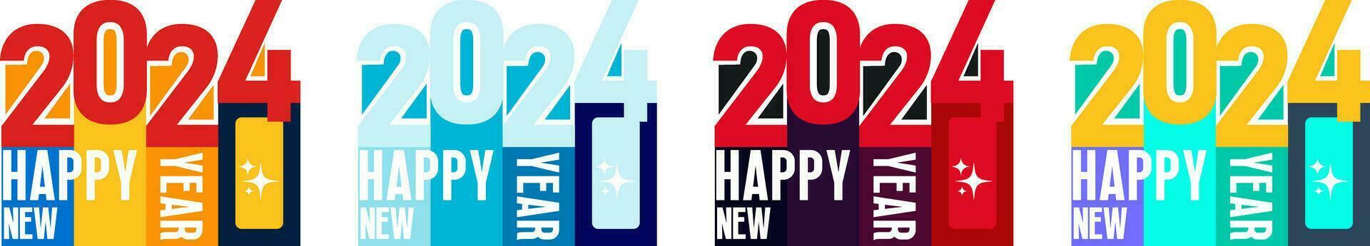 gelukkig nieuw jaar 2024 logo vector ontwerp met modern ideeën en kleurrijk