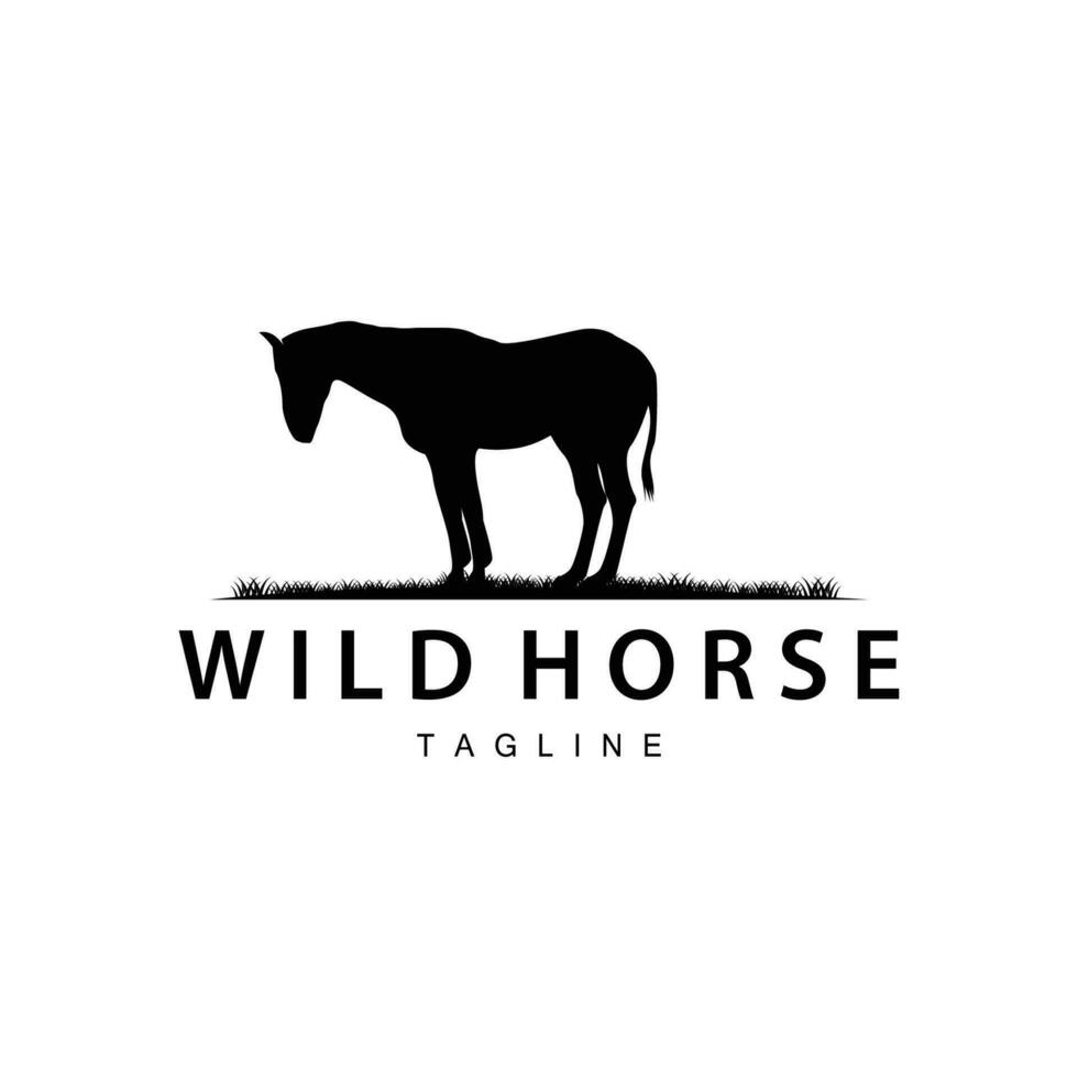 wild paard logo boerderij ontwerp silhouet gemakkelijk vector illustratie sjabloon