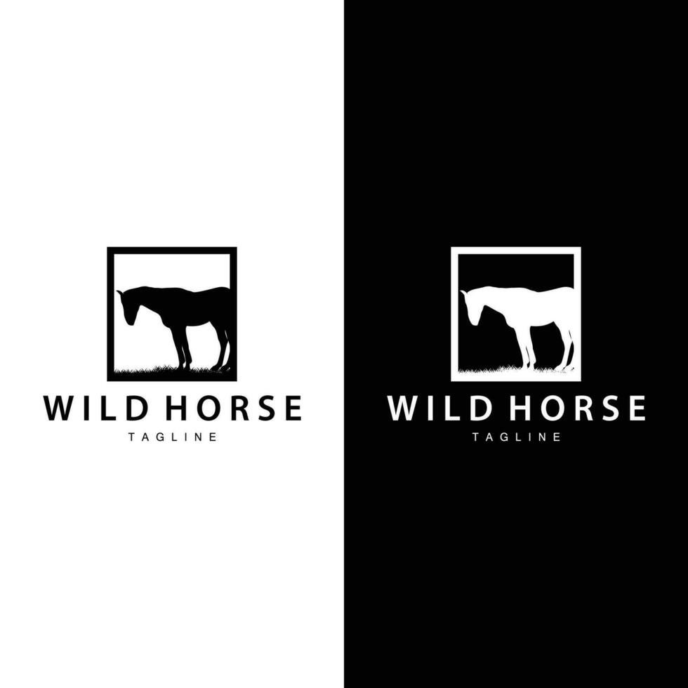 wild paard logo boerderij ontwerp silhouet gemakkelijk vector illustratie sjabloon