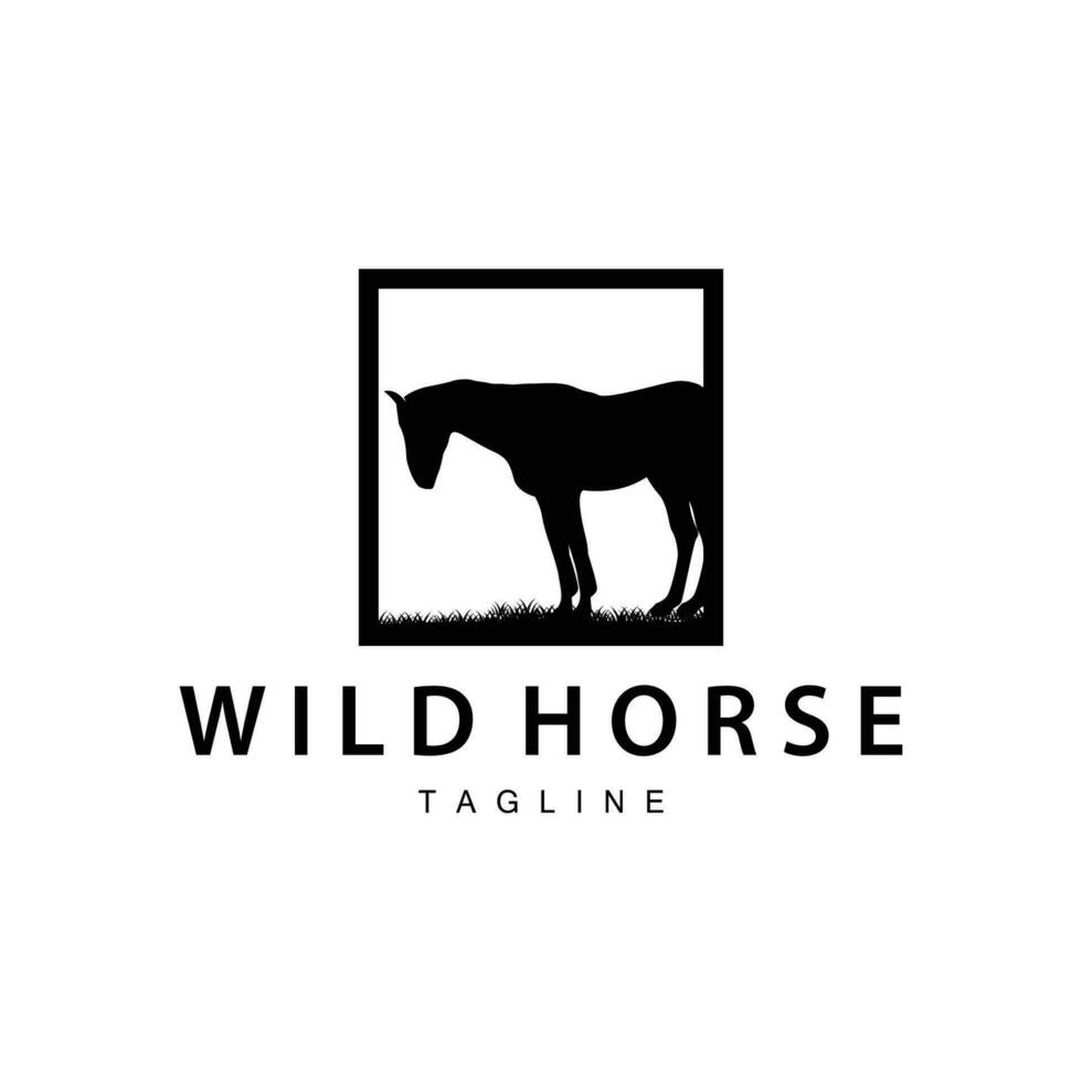 wild paard logo boerderij ontwerp silhouet gemakkelijk vector illustratie sjabloon