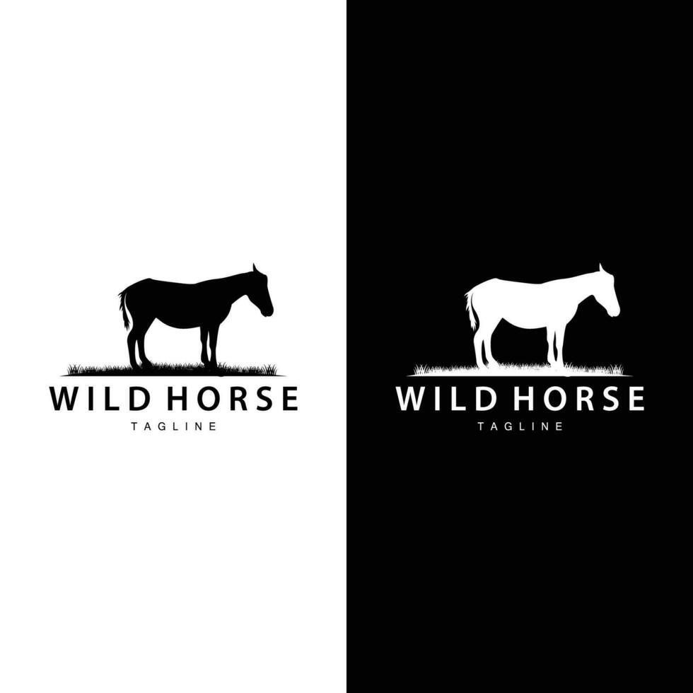 wild paard logo boerderij ontwerp silhouet gemakkelijk vector illustratie sjabloon