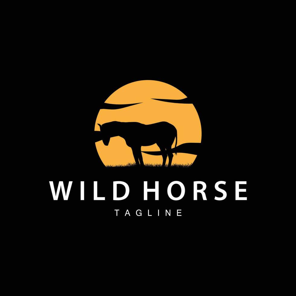 wild paard logo boerderij ontwerp silhouet gemakkelijk vector illustratie sjabloon