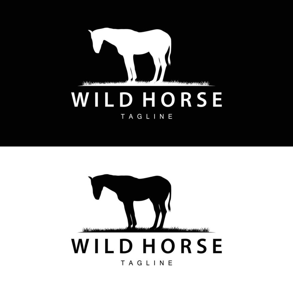 wild paard logo boerderij ontwerp silhouet gemakkelijk vector illustratie sjabloon