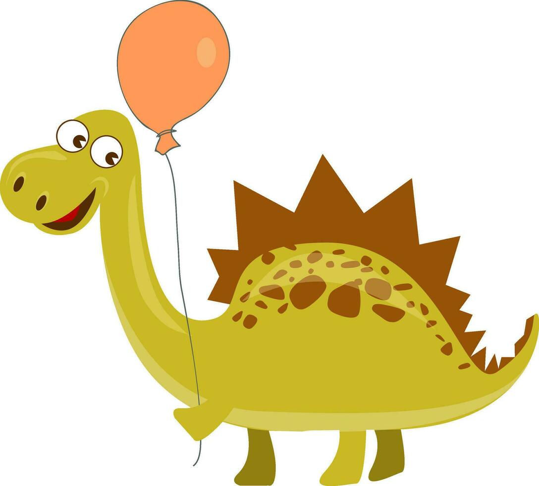 geel dinosaurus, vector of kleur illustratie.