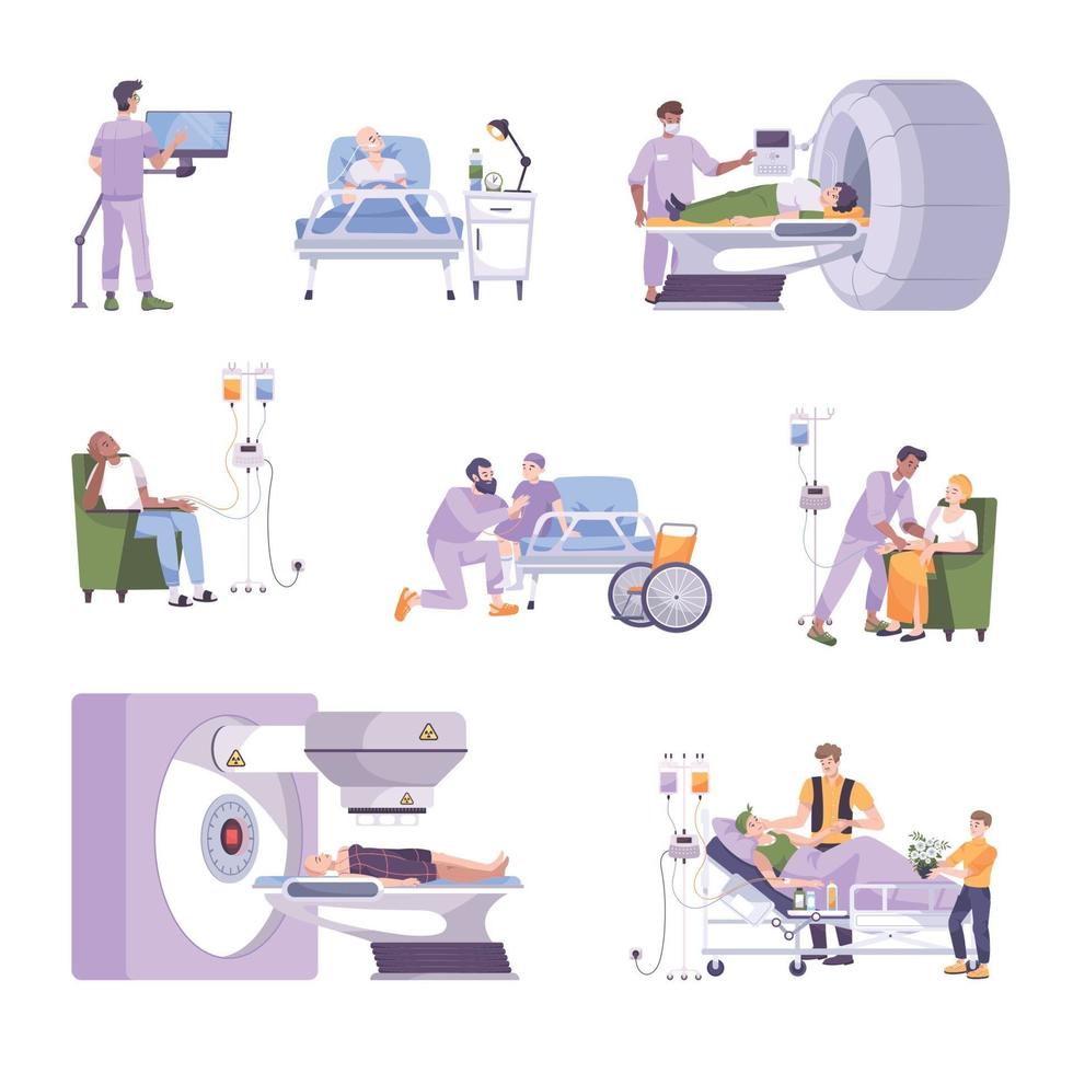 oncologie platte set vector