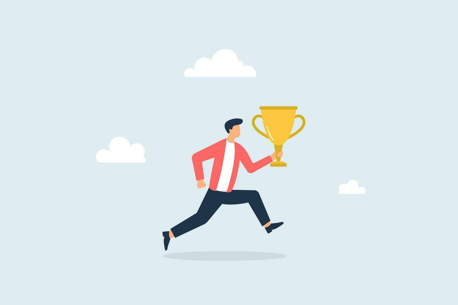 zakenman rennen met een trofee. vector illustraties