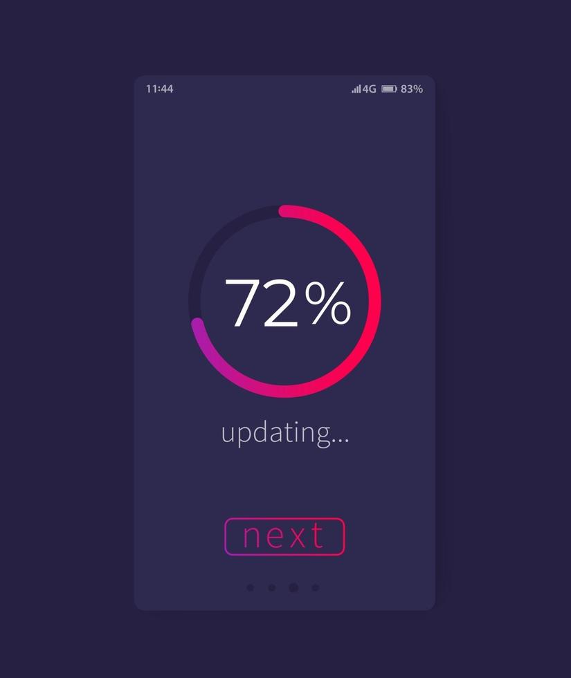 voortgangsscherm, update, mobiele gebruikersinterface vector