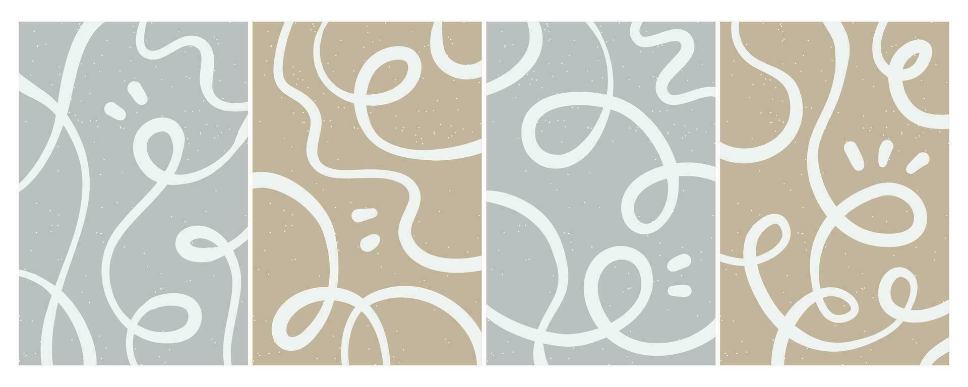 reeks van elegant Sjablonen met biologisch abstract vormen en lijnen in naakt kleuren. pastel achtergrond in minimalistische stijl. hedendaags vector illustratie