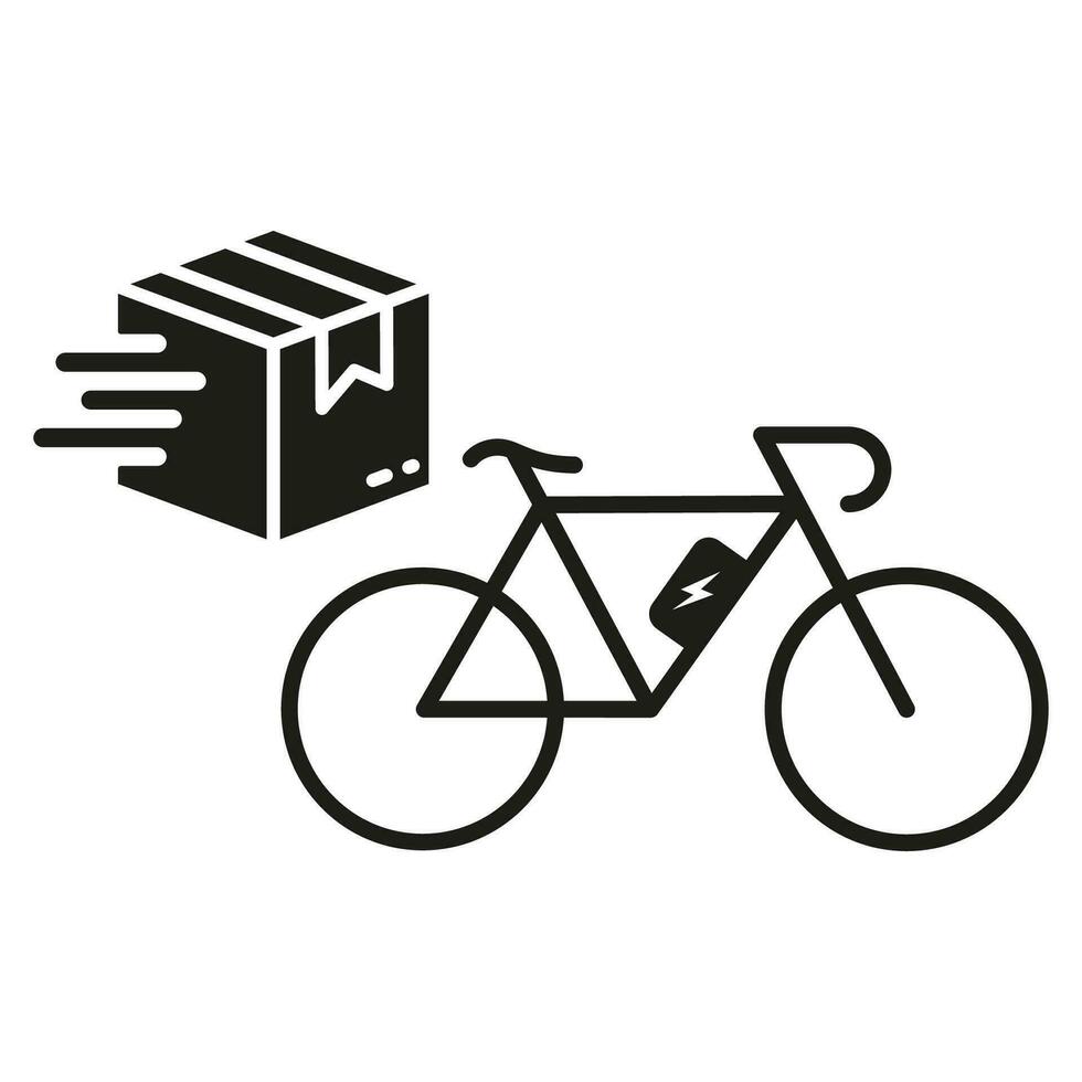 fiets levering onderhoud glyph pictogram. snel Verzending silhouet icoon. fiets Verzending solide teken. uitdrukken post- vervoer symbool. kruidenier levering naar huis. geïsoleerd vector illustratie.