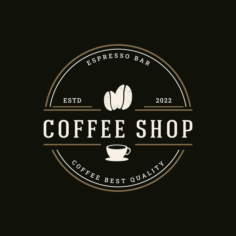 logo ontwerp van koffie bonen met wijnoogst retro cup.logo voor bedrijf, koffie winkel, cafe, kenteken. vector