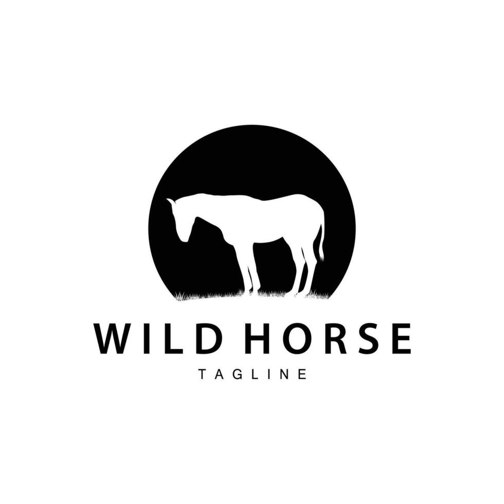 wild paard logo boerderij ontwerp silhouet gemakkelijk vector illustratie sjabloon