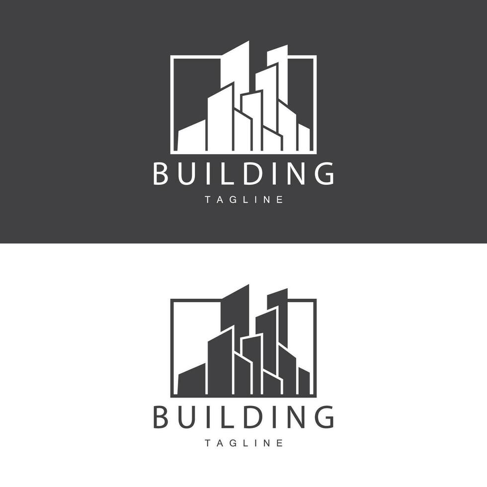 modern stad gebouw logo ontwerp, luxueus en gemakkelijk stedelijk architectuur vector