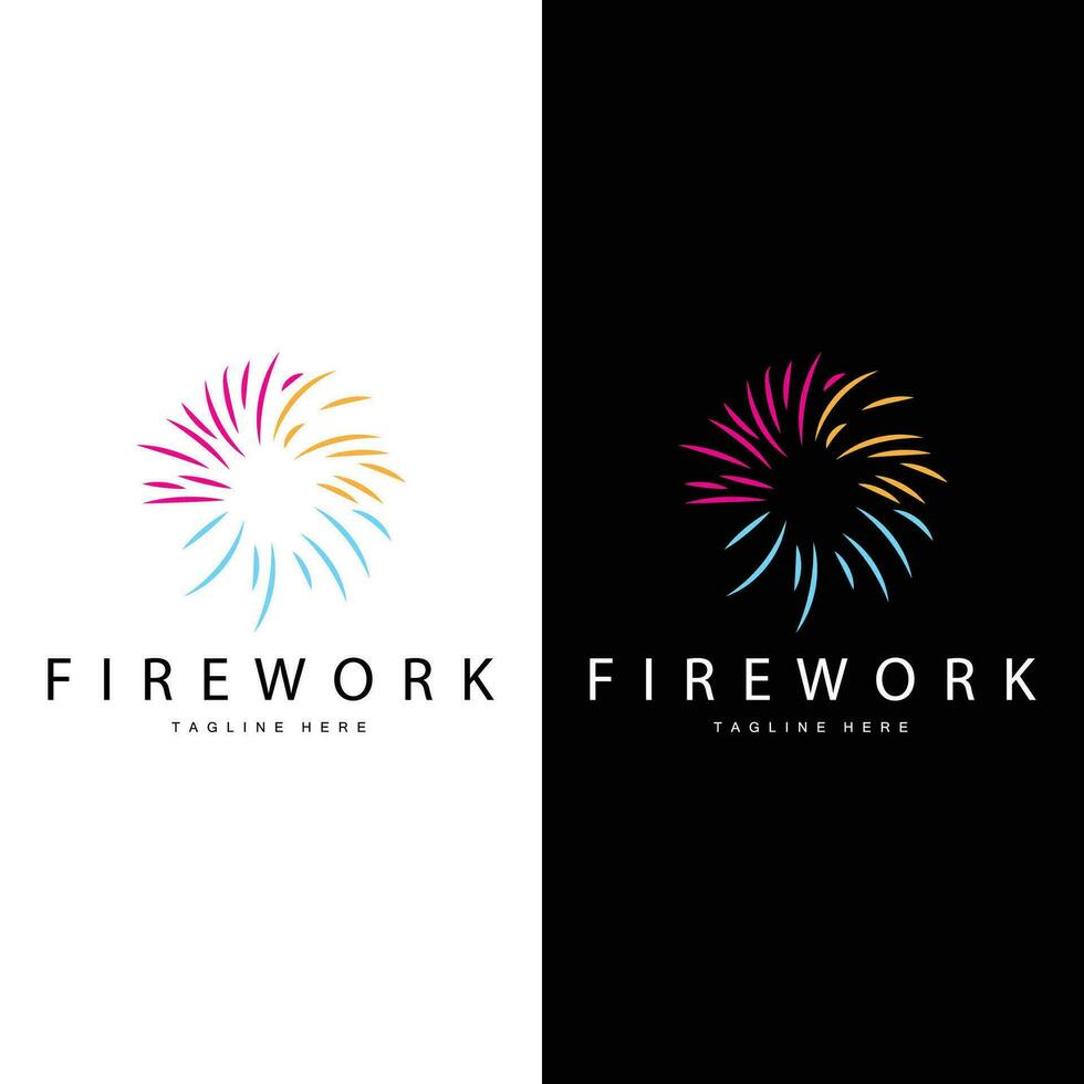 vuurwerk logo, gemakkelijk lijn model- ontwerp nieuw jaar viering dag illustratie, sjabloon vector