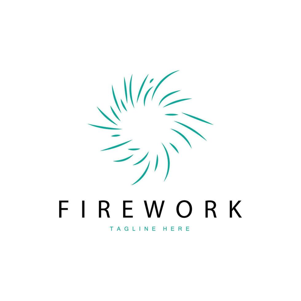 vuurwerk logo, gemakkelijk lijn model- ontwerp nieuw jaar viering dag illustratie, sjabloon vector