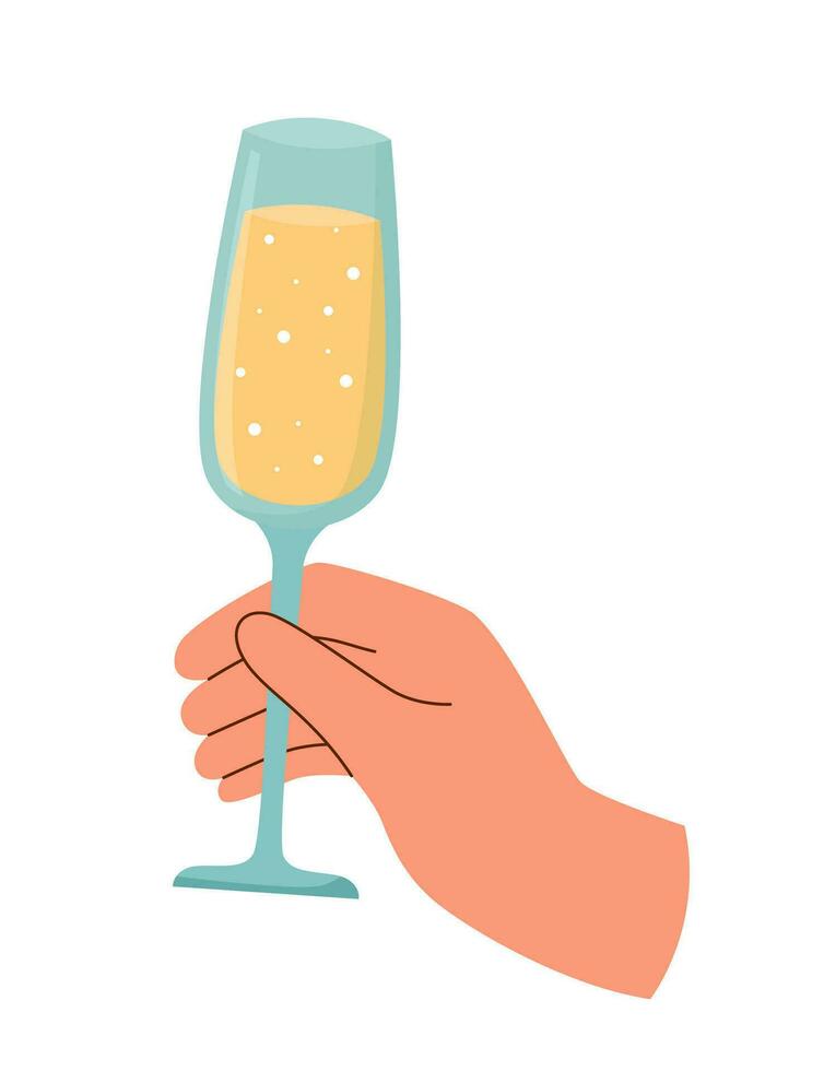 Champagne fluit in de hand- vector