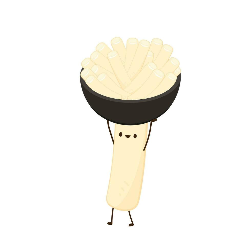 tteokbokki noodle vector. tteokbokki karakter ontwerp. pittig rijst- taart vector