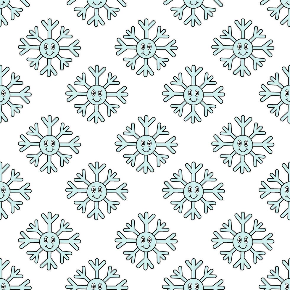 retro jaren 70 Jaren 60 80s hippie groovy Kerstmis winter patroon met sneeuwvlokken. vector vlak illustratie.