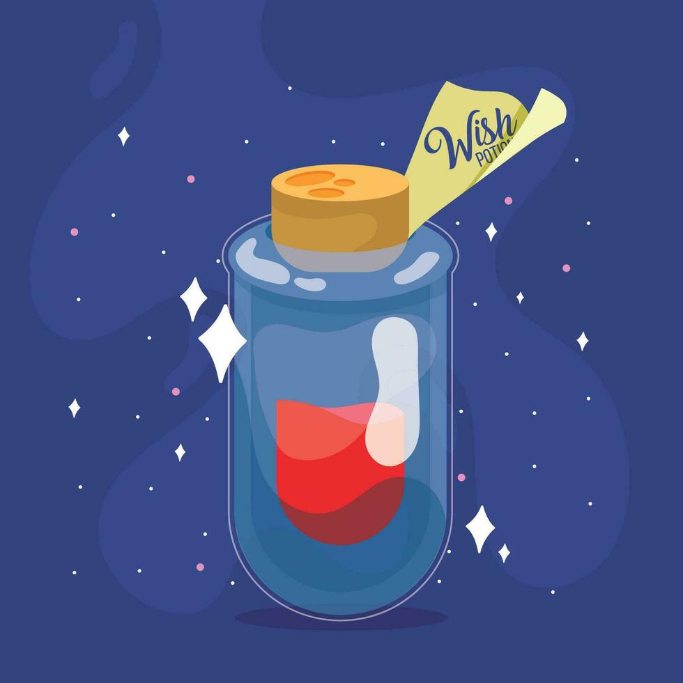 geïsoleerd gekleurde magisch wens toverdrank elixer vector illustratie