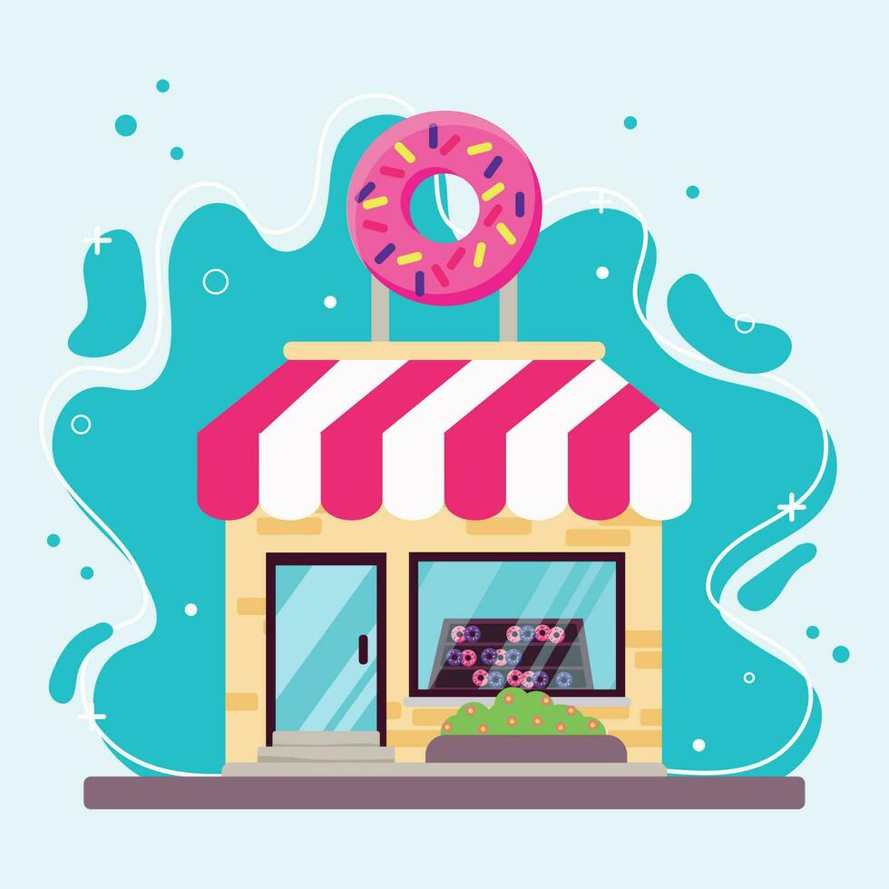 geïsoleerd gekleurde donut winkel gebouw icoon schetsen icoon vector illustratie