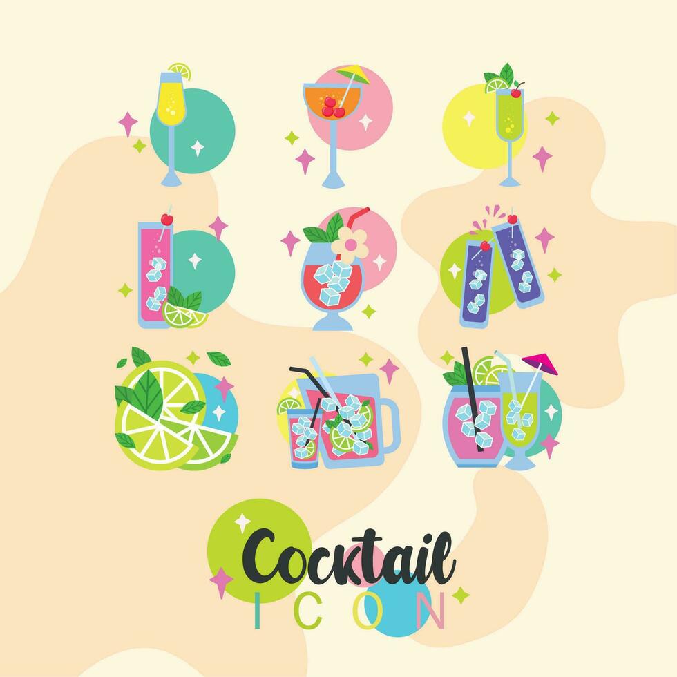 reeks van coctail bril icoon vector vector illustratie