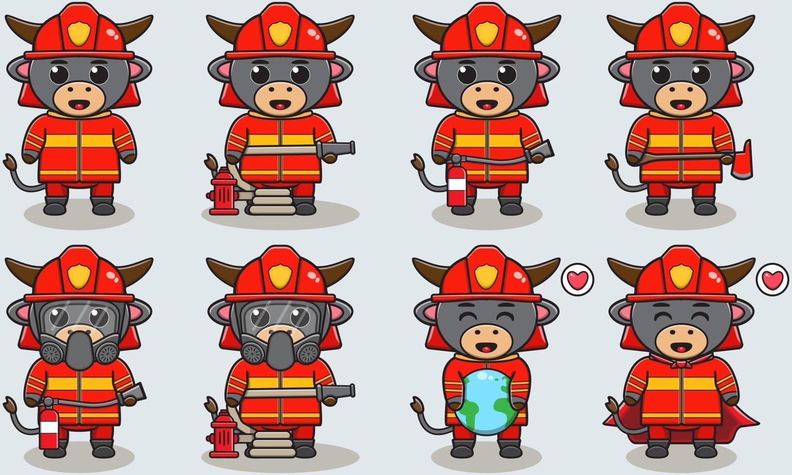 buffel brandweerman cartoon vector