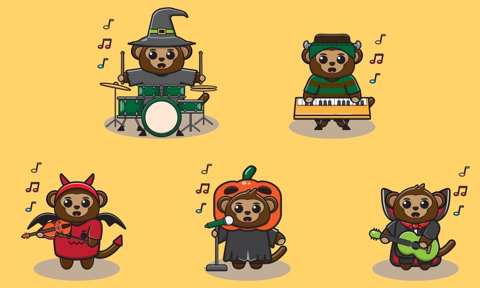 aap halloween set muziek band vector