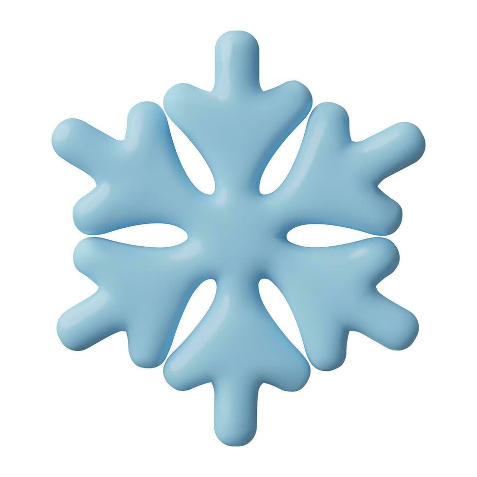 3d minimaal sneeuwvlok icoon realistisch blauw plastic drie dimensionaal vector winter vakantie decoratie