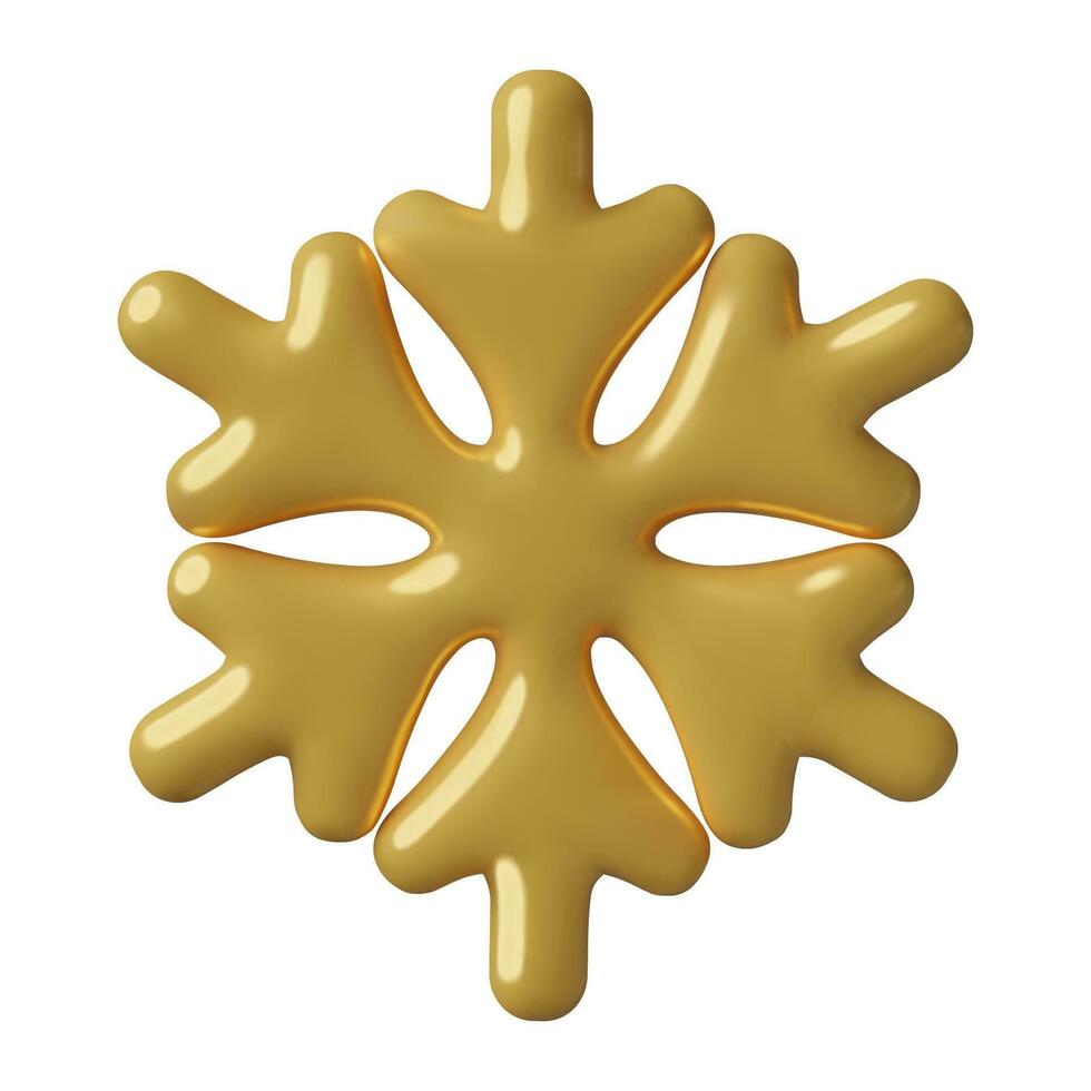 gouden sneeuwvlok 3d icoon. winter feestelijk vakantie decoratie voor Kerstmis en nieuw jaar. drie dimensionaal vector ontwerp element Aan wit achtergrond.