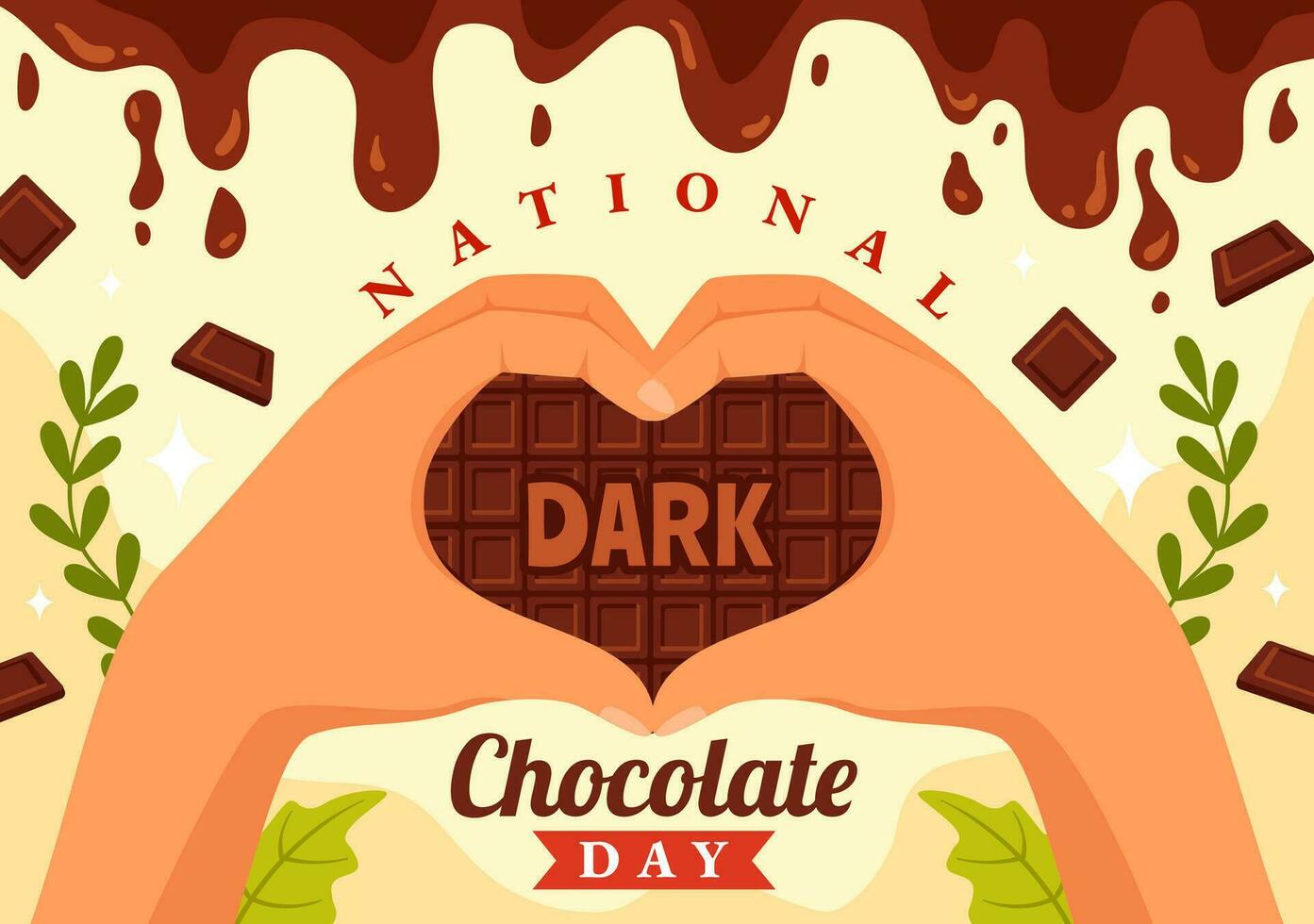 nationaal donker chocola dag vector illustratie Aan februari 1e voor de Gezondheid en geluk dat Choco brengt in vlak tekenfilm achtergrond ontwerp