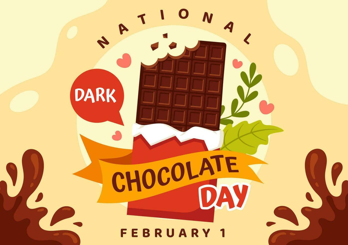 nationaal donker chocola dag vector illustratie Aan februari 1e voor de Gezondheid en geluk dat Choco brengt in vlak tekenfilm achtergrond ontwerp